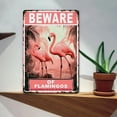 thumbnail image 5 of 2D Flat, "Beware Of Flamingos" Vintage Metal Sign - Humorous Retro Wall Art For Home, Yard, Garden & Coffee Shop - Durable Tinplate Pink & White Decor, No Electricity Needed, Easy To Hang, 5 of 11