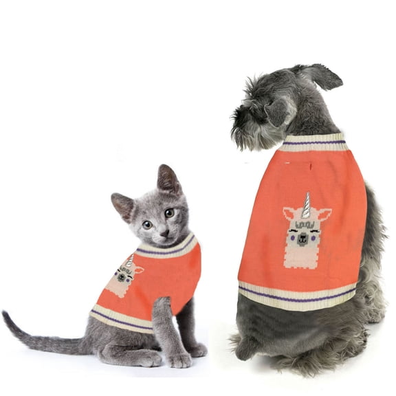 Llama Printed Pink Pet Sweater