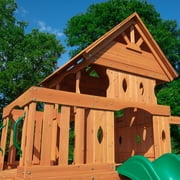 Backyard Discovery Woodland Cedar Wood Swing Set, Slide, Clubhouse, Rock Wall, Snack Bar