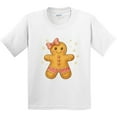 thumbnail image 3 of Inktastic Cute Gingerbread Girl with Pink Bow Christmas Youth T-Shirt, 3 of 5