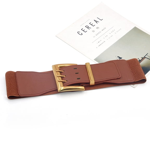 Women's Fashion Wild Wide Waistband Elastic Stretch Dress Waist Belt Buckle Band