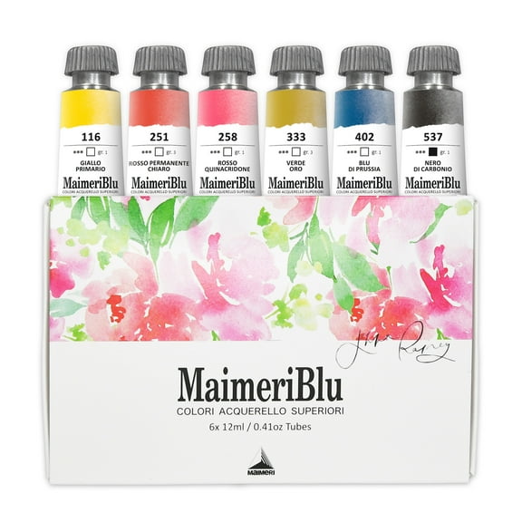 MaimeriBlu Watercolor Paint, Jenna Rainey Artist Set, Assorted Colors, 12ml, 6 Pieces