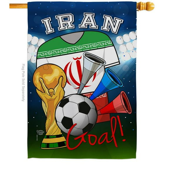 Ornament Collection H192099-BO World Cup Iran Soccer Sports 28 x 40 in. Double-Sided Decorative Vertical House Flags for Decoration Banner Garden Yard Gift