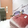 thumbnail image 1 of New MIU MIU Sunglasses Oval MUA54S ZVN80O Pale Gold Rimless Gradient Blue Metal, 1 of 6