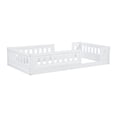 thumbnail image 2 of Noble House Agnes Twin Platform Bed with Semi-Enclosed Guardrail, Low Profile Floor Bed, Solid Wood Frame, White, 2 of 10