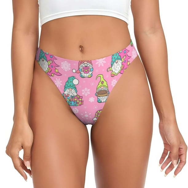 Fotbe pink Holiday Joy Tanga Sin Costuras para Mujer con Estampado – Panties Invisibles, Transpirables y Cómodos para Uso Diario-X-Large