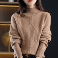 thumbnail image 3 of Suéter de mujer de invierno con cuello alto interior grueso y medio, camisa de fondo de otoño e invierno, top popular de estilo occidental de alta calidad, 3 of 6