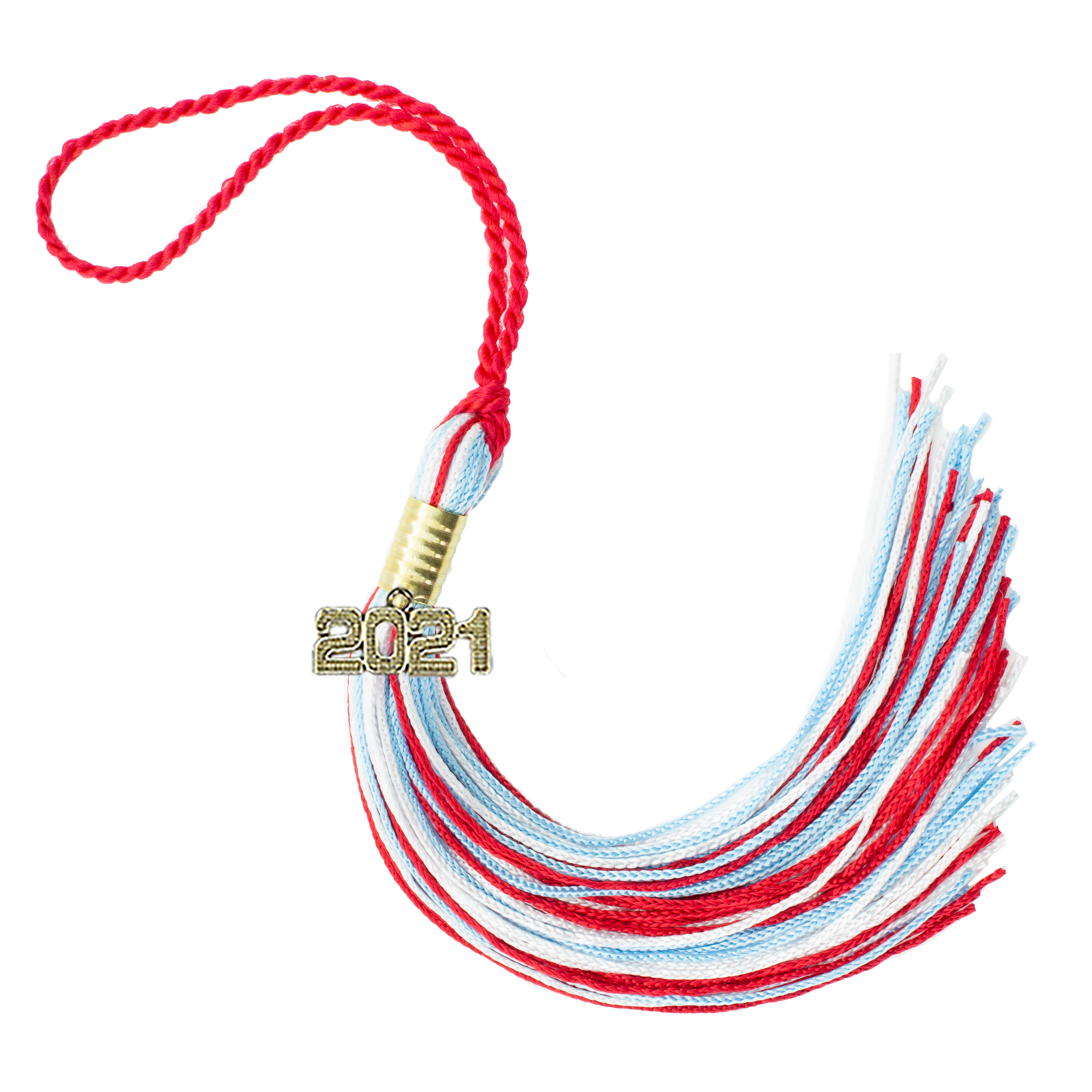 Graduation Tassel 2021 RED/LTBLUE/WHITE Tassel Depot Brand
