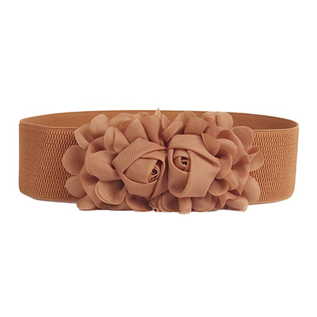 Trayknick Belt Elastic Double-flower Fabric Wide Elastic Waist Belt for Party