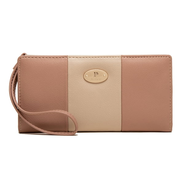 Bolso de mano de PU de longitud media con cremallera y múltiples ranuras con clip para billetes para mujer