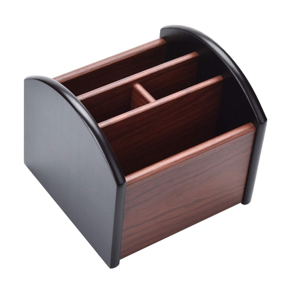 Siveit Organizador De Escritorio De Madera Con 4 Compartimentos, Organizador De Escritorio Giratorio De Madera, Suministros De Oficina, Soporte Giratorio Para Carrito Con Control Remoto (Organizador D