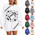 thumbnail image 4 of Godom Oversized Sweatshirt for Women Rugby Graphic Pullover Long Sleeve Drop Shoulder Fleece Sweatshirt, 4 of 7