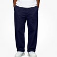 thumbnail image 2 of Babcutegg Big and Tall Mens Cotton Linen Pants Straight Leg Elastic Waist with Pockets Versatile Casual Trousers Size L, 2 of 7