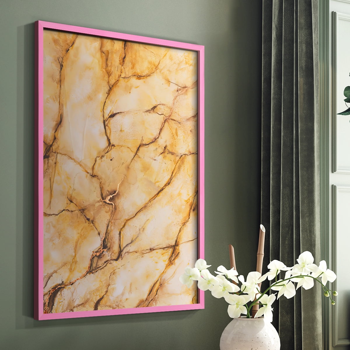 Yellow Marble I Framed Print - Solid Wood in Single Picture Frame Solid Wood 2 Framed Print