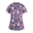 thumbnail image 3 of Womens Nurse Uniforms Summer Breathable Printed V-Neck Plus Size Scrub Tops Short Sleeve Professionals Soft Stretch T-Shirts with Pockets light purple XX-Large, 3 of 4
