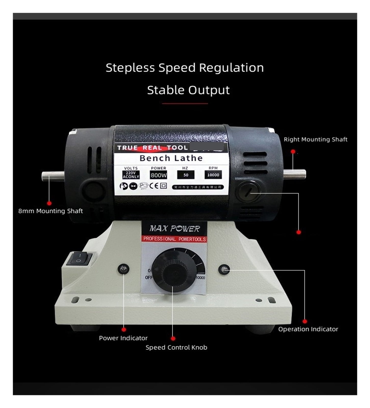 800W High-Power Bench Grinder, Electric Eoodworking Jade Carving Polishing Machine Grinder 0.3-4mm Flexible Shaft Handle ,Powerhouse Performance