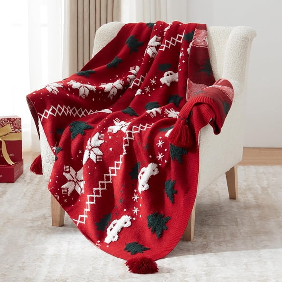 Walensee Christmas Blanket, Ultra Soft Knit Blanket for Couch Sofa Bed Travel, Lightweight Warm Decorative Blanket, Cozy Home Decor and Gift ，50"x60"