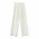 thumbnail image 1 of Pantalones anchos de punto para mujer: pantalones fluidos de punto con cintura elástica alta y cordón, tejido de poliéster, talla única, 1 of 3