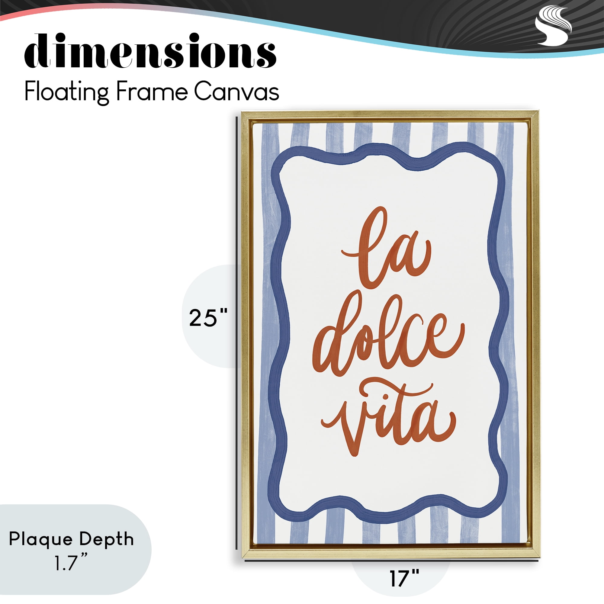 Stupell Industries Italian Kitchen Typography Gold Framed Floater Canvas Wall Art, design by Amanda Houston