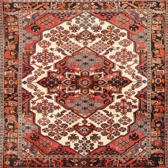 Ahgly Company Indoor Square Traditional Saffron Red Persian Area Rugs, 3' Square