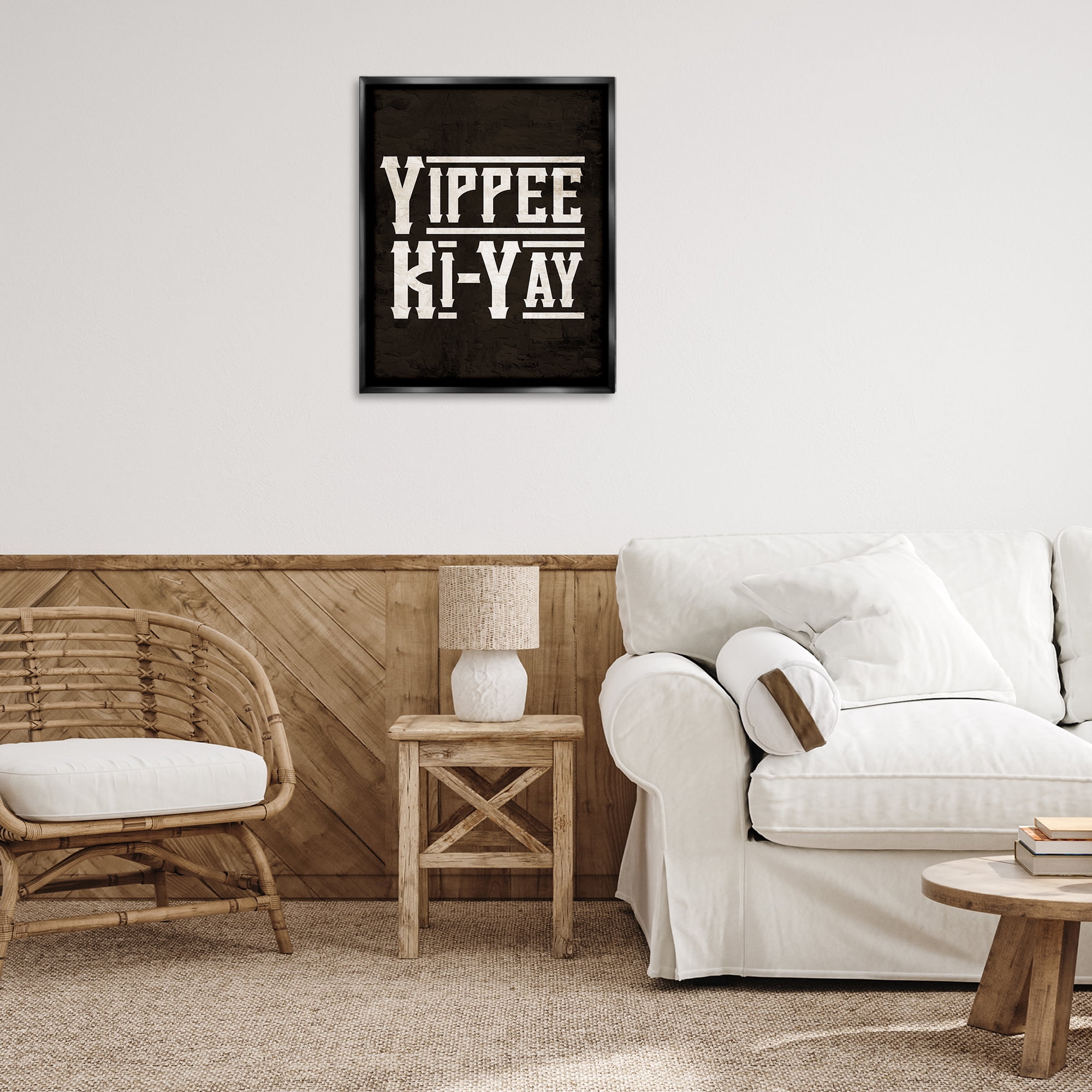 Stupell Industries Yippie Ki-Yay Saying Text & Numbers Painting Black Floater Framed Canvas Art Print Wall Art, 25 x 31