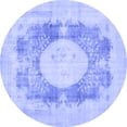 thumbnail image 1 of Ahgly Company Machine Washable Indoor Round Medallion Blue Traditional Area Rugs, 7' Round, 1 of 4