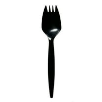 Mediumweight Polypropylene Plastic Spork Cutlery - Black (1000/Carton)