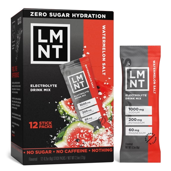 LMNT Zero Sugar Electrolyte Drink Mix - Watermelon - 12 Count