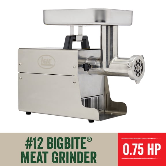 LEM Products BigBite #12 Electric Meat Grinder, 0.75 HP Stainless Steel Machine