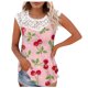 thumbnail image 1 of Camiseta sin mangas de encaje con estampado de mujer Camiseta sin mangas de empalme de cuello redondo Camiseta ligera y cómoda delgada OAVQHLG3B Store lin121212, 1 of 5
