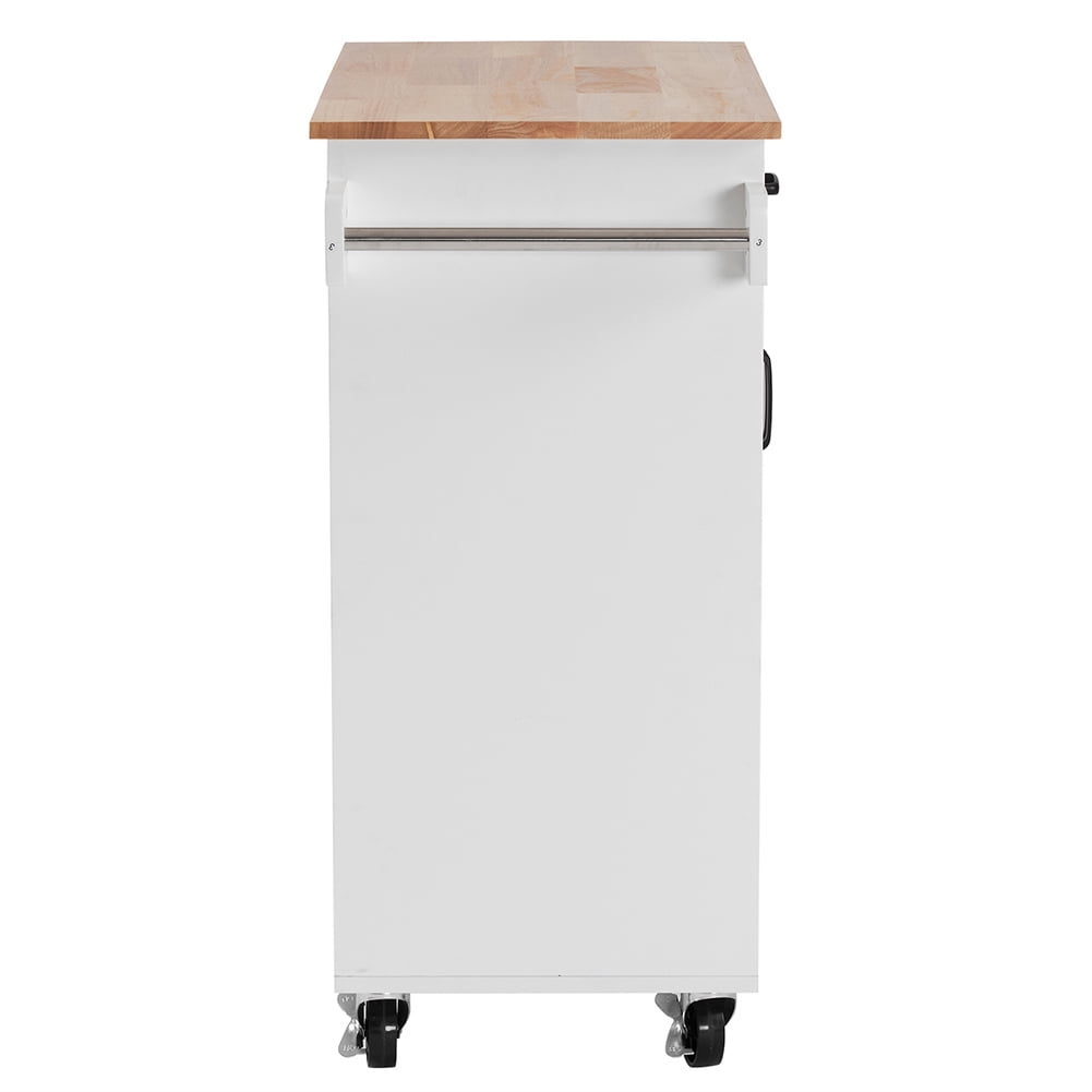 Kadyn Kitchen Island Cart, MDF Rubber Wood Dining Car with 2 Doors and 2 Drawers, Moveable Kitchen Cart for Kitchen, White Kadyn Kitchen Island Cart, MDF Rubber Wood Dining Car with 2 Doors and 2 Drawers, Moveable Kitchen Cart for Kitchen, White