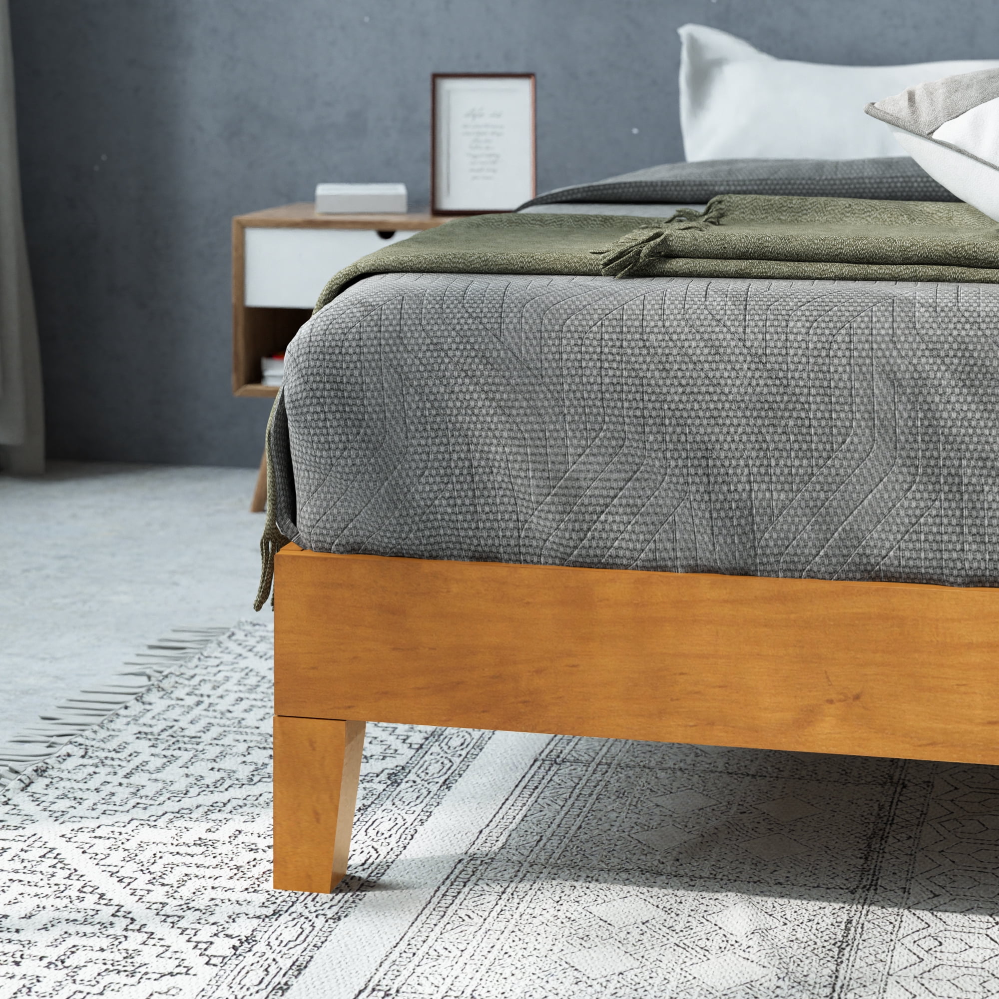 Zinus Alexia 12" Deluxe Wood Platform Bed Frame, Rustic Pine, Full
