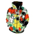 thumbnail image 1 of Sudadera con capucha y cremallera con estampado 3D de grafiti geométrico para hombre y mujer, estilo Harajuku 3D, 1 of 6
