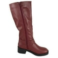 thumbnail image 3 of Berness Women Knee High Boots Buckle Strap Riding Side Zippers Short Block Heel SPENCER Red Wine Burgundy 10, 3 of 6