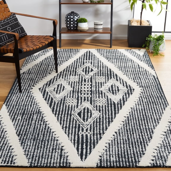 Safavieh Metro Kelsey Diamond Area Rug, Black/Ivory, 5' x 8'