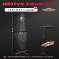 thumbnail image 2 of Patio Umbrella Cover - 600D Outdoor Cantilever Waterproof & Heavy Duty, Large Offset Banana Parasol Covers for 7.5-11.5 FT Umbrellas, 2 of 6