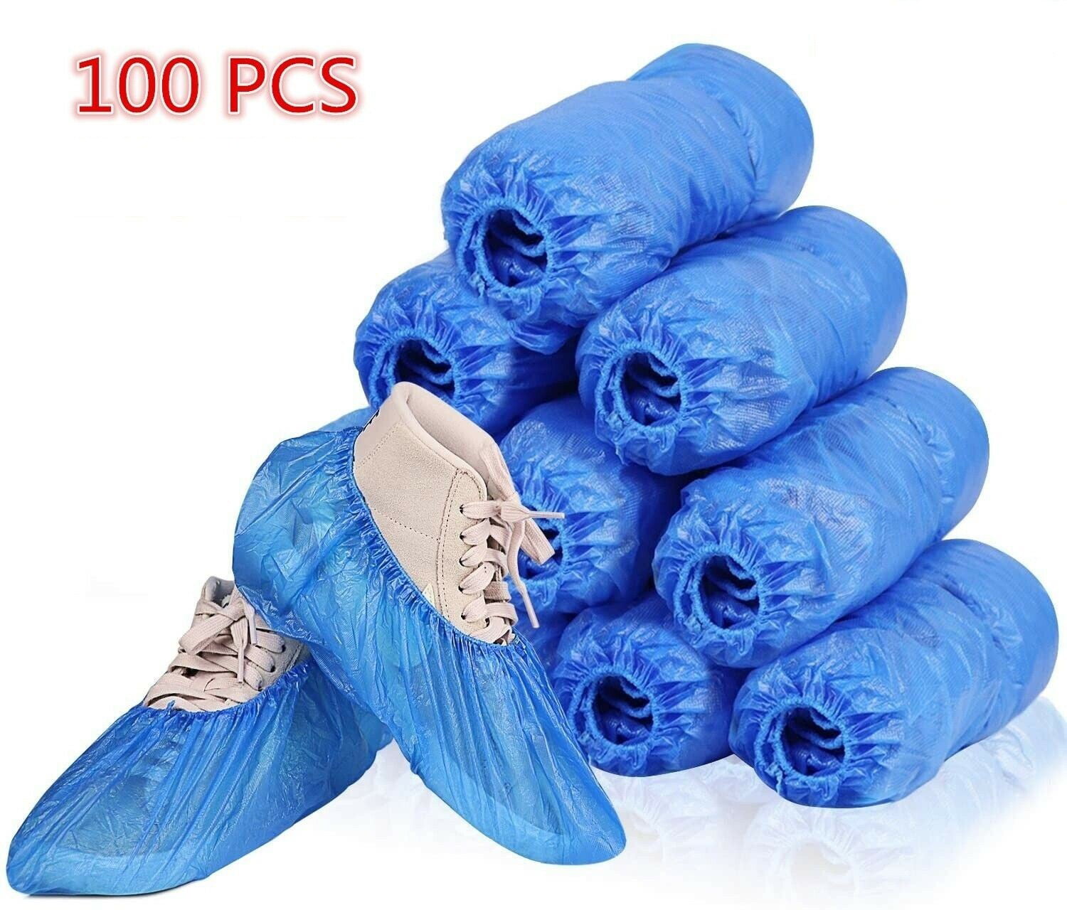 100PCS Disposable Plastic Shoe Covers Rain Overshoes Protector Waterproof Pack 