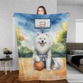 thumbnail image 3 of Happy Father's Day Samoyed Playing Basketball with Best Dad Jersey Cozy Fleece Blanket Siberian Sammy Dog Lover Warm Soft Throw Blanket - 13006, 3 of 5