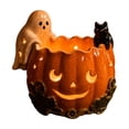 thumbnail image 3 of Pumpkin Bowl with Ghost Cat Halloween Decorations Jack-O-Lantern Tealight Candle Holder Fall Table Centerpiece Mantel Shelf Autumn Home Decor,B, 3 of 4