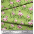 thumbnail image 2 of Soimoi Green Rayon Fabric Grass & Flamingo Bird Print Fabric by the Yard 42 Inch Wide, 2 of 3