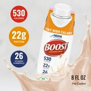 BOOST Very High Calorie Nutritional Protein Drink, Creamy Strawberry, 8 Fl oz, Pack of 24