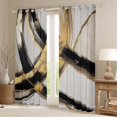 thumbnail image 2 of Homewish Black Gold Gray Kitchen Curtains,Modern Brush Strokes Black Out Curtains Pack of 2 (42x63 Each), 2 of 6