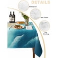 thumbnail image 2 of Teal Ombre Ocean Table Cloth, Waterproof Tablecloth for Rectangle Tables, Summer Beach Coastal Waves Gradient Reusable Washable Fabric Table Cover for Restaurant Kitchen Dining Tables 60"x84", 2 of 9