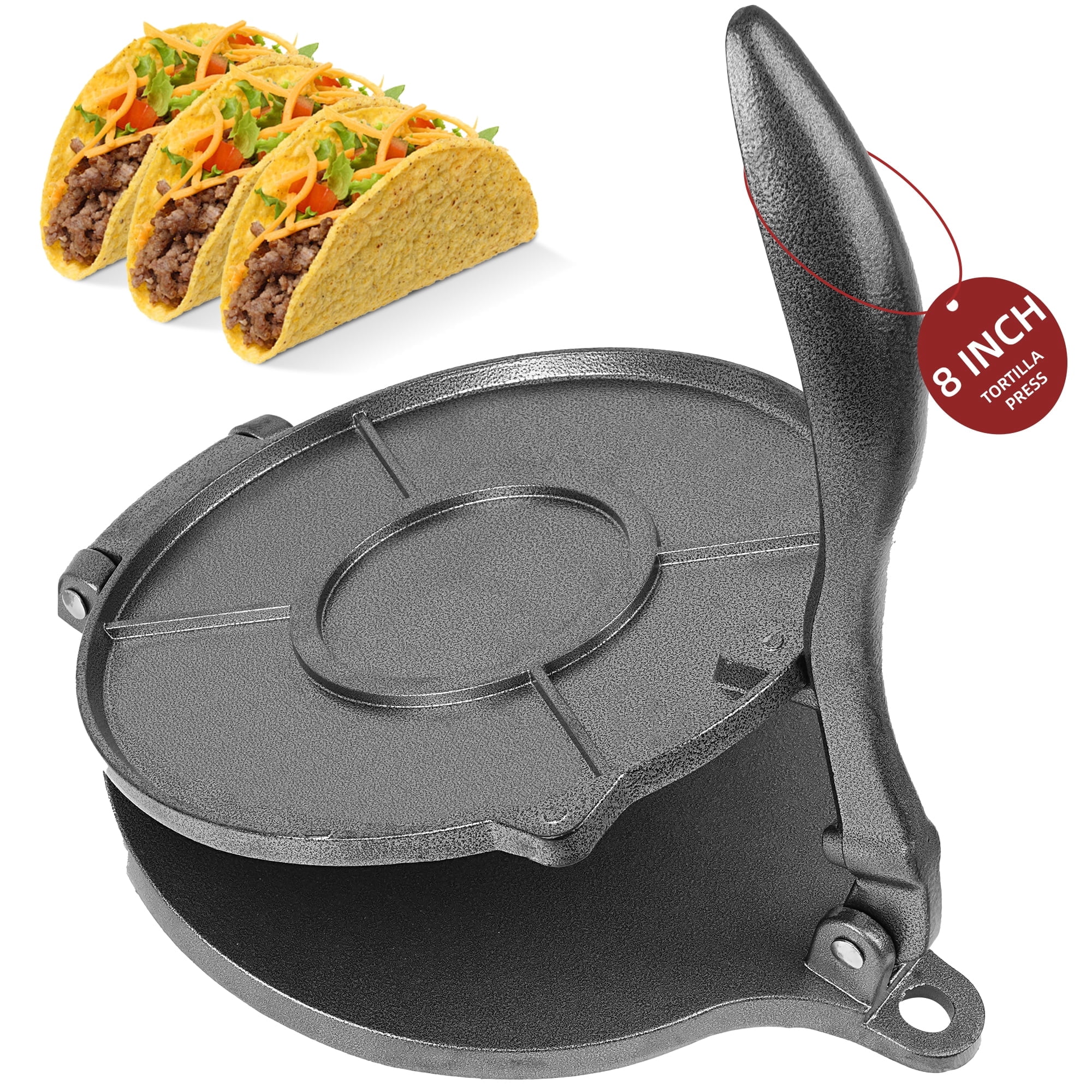 ALPHA LIVING Tortilla Press – 8 Inch Cast Iron Quesadilla Maker