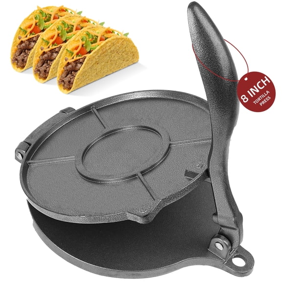Tortilla Press 8 inch, Qissep Non-Stick Flour Corn Press Bakeware Tool DIY Dough Press Tortilla Maker,Aluminium Kitchen Utensils for Tortillas,Pizza,Pie,Patty