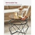 thumbnail image 5 of VASAGLE Small Round Coffee Table Set of 2 Side End Table with Steel Frame Rustic Brown and Ink Black, 5 of 7