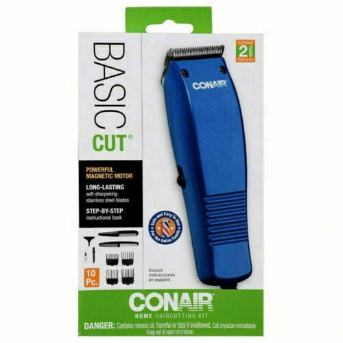 CONAIR Basic Cut Home Hair Cutting Clippers 10 PC Set Barber Kit HC99FD