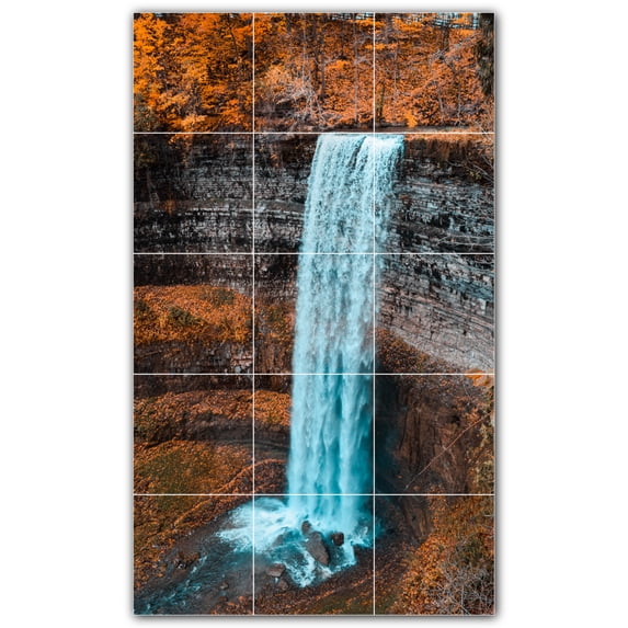 Picture-Tiles.com: Waterfalls Ceramic Tile Wall Mural WAL501119-35M. 18"W x 30"H using (15) 6" x 6" Ceramic Tiles-Satin Finish