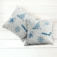 thumbnail image 6 of Ambesonne Cartoon Throw Pillow Cover 2 Pack, Ship Whale Waves, 16", Beige Blue White, 6 of 7