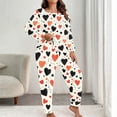 thumbnail image 7 of Valentine's Pajamas for Women Heart Printed Long Sleeved Top+Pants Casual Home Wear Pajama Sets, 7 of 7